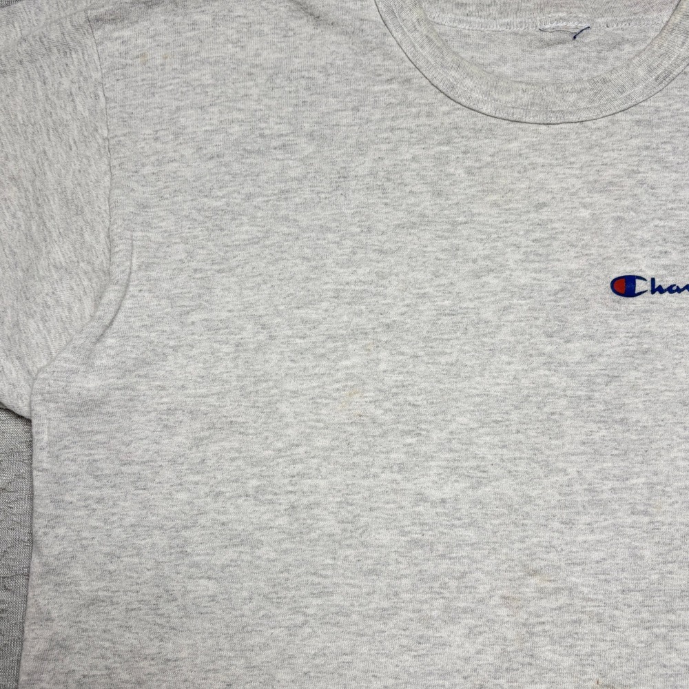 Champion Mens T-Shirt Large Gray Script Logo Short Sleeve Embroidered - Picture 6 of 10